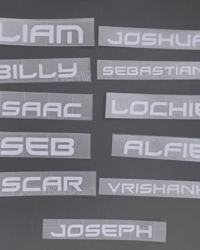 BUNDLE – 15 NAMES – up to 12cm – Vinyl decal sticker personalised – for cups, balloons, party bags, personalisation