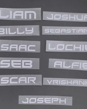 BUNDLE – 15 NAMES – up to 12cm – Vinyl decal sticker personalised – for cups, balloons, party bags, personalisation